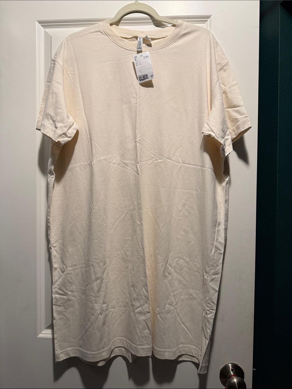 H&M Cream Midi T-Shirt Dress